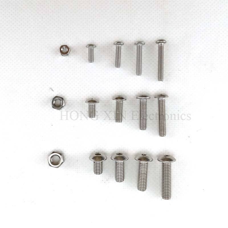 500 Stks/partij M3/M4/M5 304 Rvs Machine Schroeven Met Hex Noten Assortiment Kit Knop Hoofd Bouten metrische Draad Schroef Moer