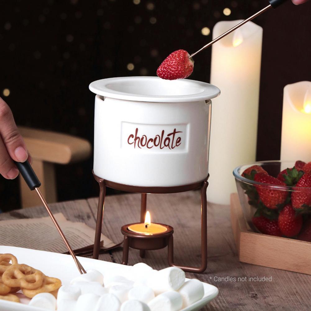 1 Set 350ml Chocolate Melting Pot Food Grade Rust-proof Metal High-Temperature Resistant Candy Candle Melting Pot for Home Pot