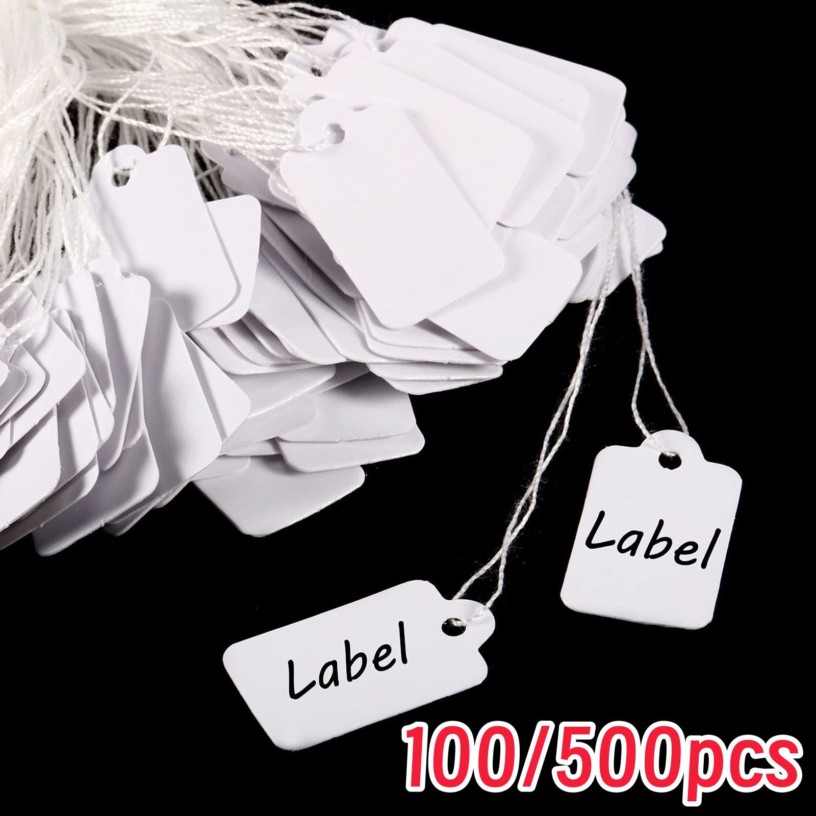 100/500 Stuks Lege Prijskaartjes Lege Kraftpapier Etiketten Met String Beschrijfbare Geregen Hang Label Voor Sieraden Kleding