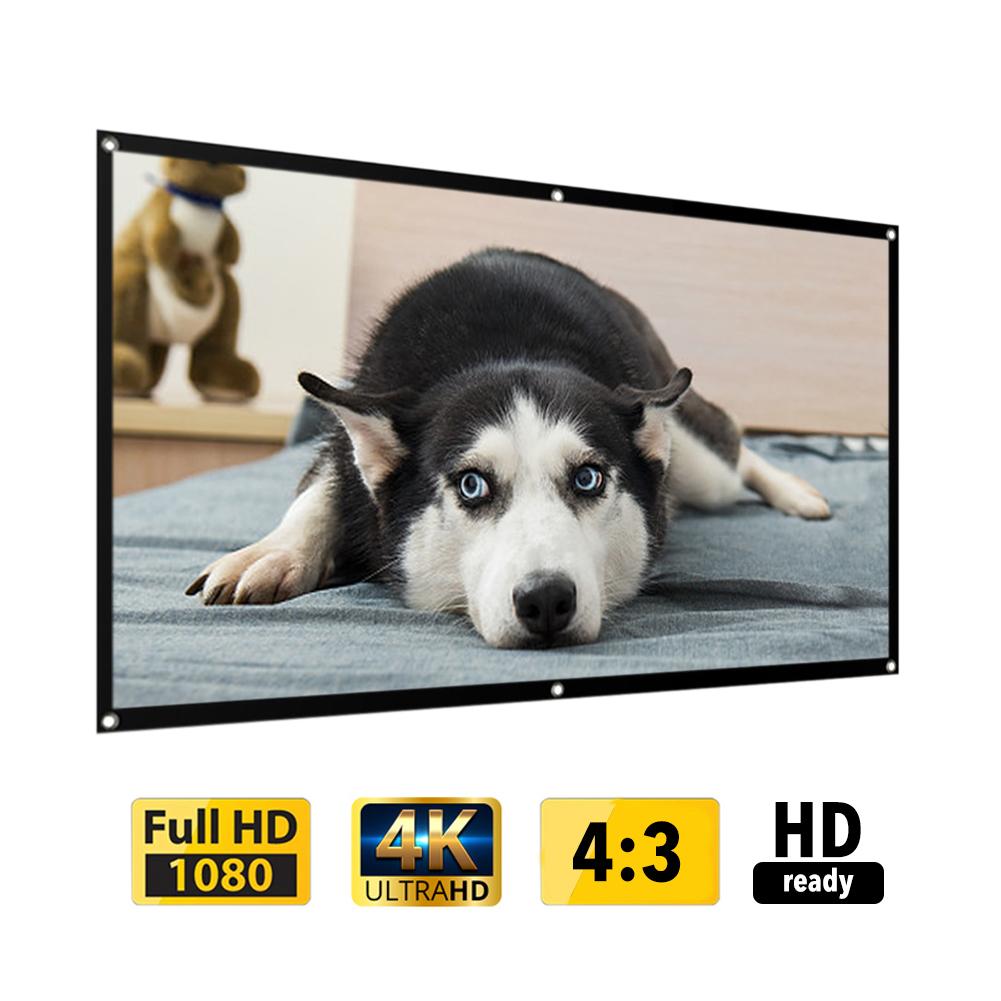 Projection Screen Portable Movie Screen 60/72/84/92/100/120 Inches Household Light Resistant Projection Screen For Home Theater