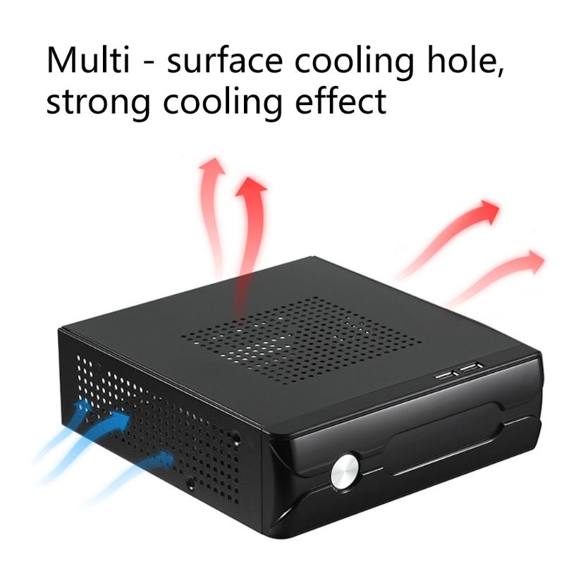 FH03/ FH05 Host Mini ITX Office Home Computer Case USB2.0 with Radiator Hole Power Supply Horizontal Metal Desktop Chassis