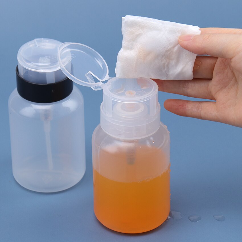 Bouteille en plastique rechargeable pour dissolvant du vernis à ongles, pour enlever le vernis, pour alcool, maquillage, bouteille séparée pour pompes à pression et Art de manucure et de pédicure, pour nettoyer le Gel UV, 200ml