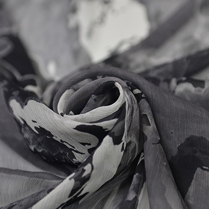 Tela de crepé Georgette arrugada de gasa de seda, pintura étnica de 100cm x 105cm, súper fino