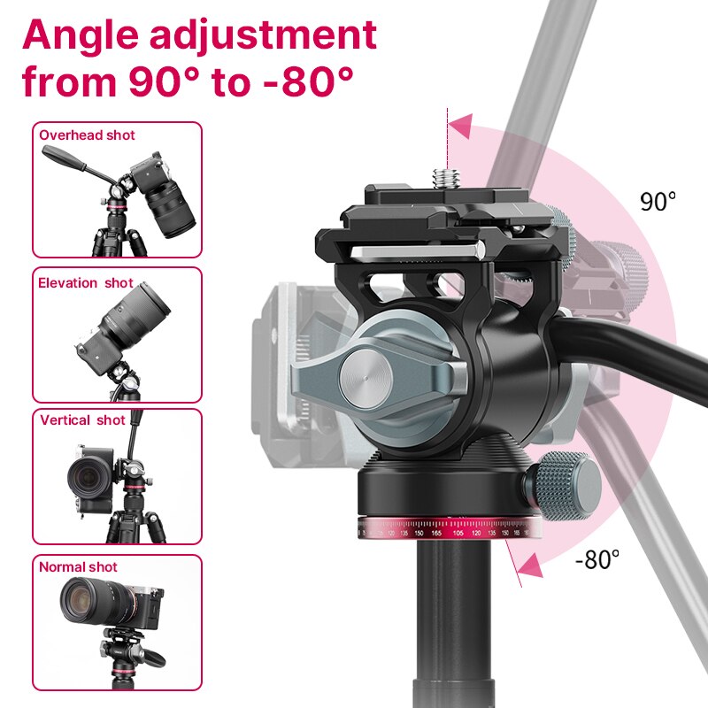 Ulanzi-Cabezal de trípode panorámico U-190, cabezal de vídeo hidráulico fluido para trípode, monopié, soporte para cámara móvil SLR DSLR