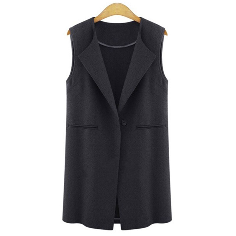 Spring Autumn Womens Sleeveless Vest Jacket Long Coat Cardigan Gilets Vest Outwear Coat Cardigan Veste