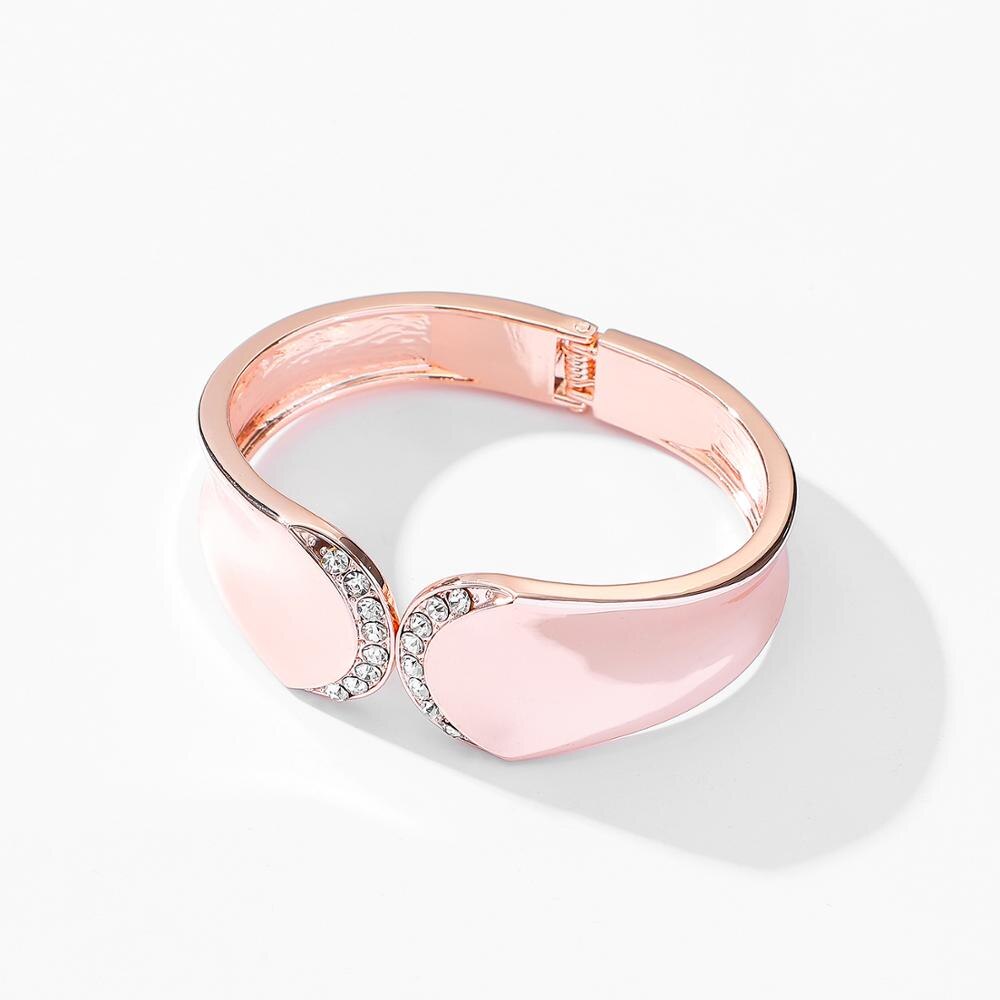 Brazalete minimalista chapado en oro rosa con diamantes de imitación, modelo show Jewelry, brazalete de primavera para mujer, pulsera de boda para mujer: Default Title