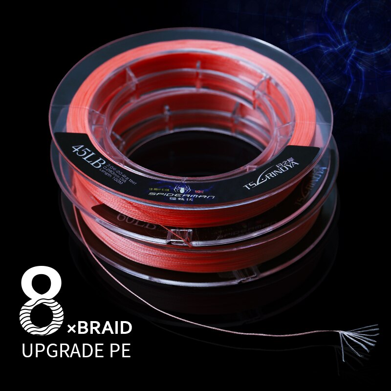 TSURINOYA-fil de pêche SPIDER Multifilament, fil de pêche Durable, ligne principale Flexible, 8 brins, tressé, 12-80lb, 100M