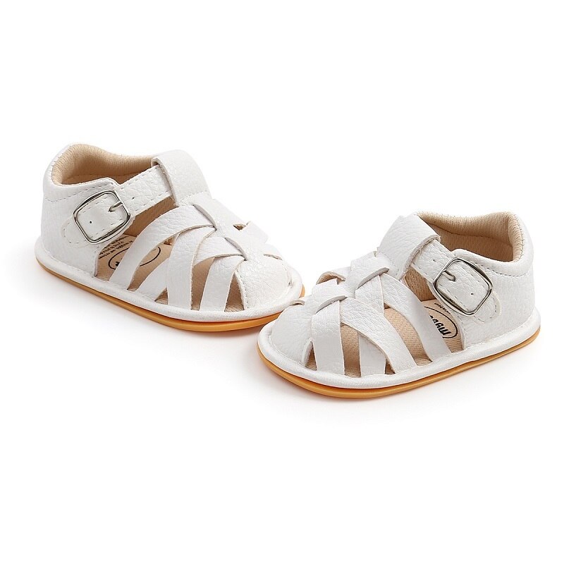 Boutique Baby Baby Jongen Meisje Schoenen Effen Kleur Leer Non-Slip Schoenen Peuter Schoenen Voor Meisjes Zomer Outdoor casual Schoenen: white / 11