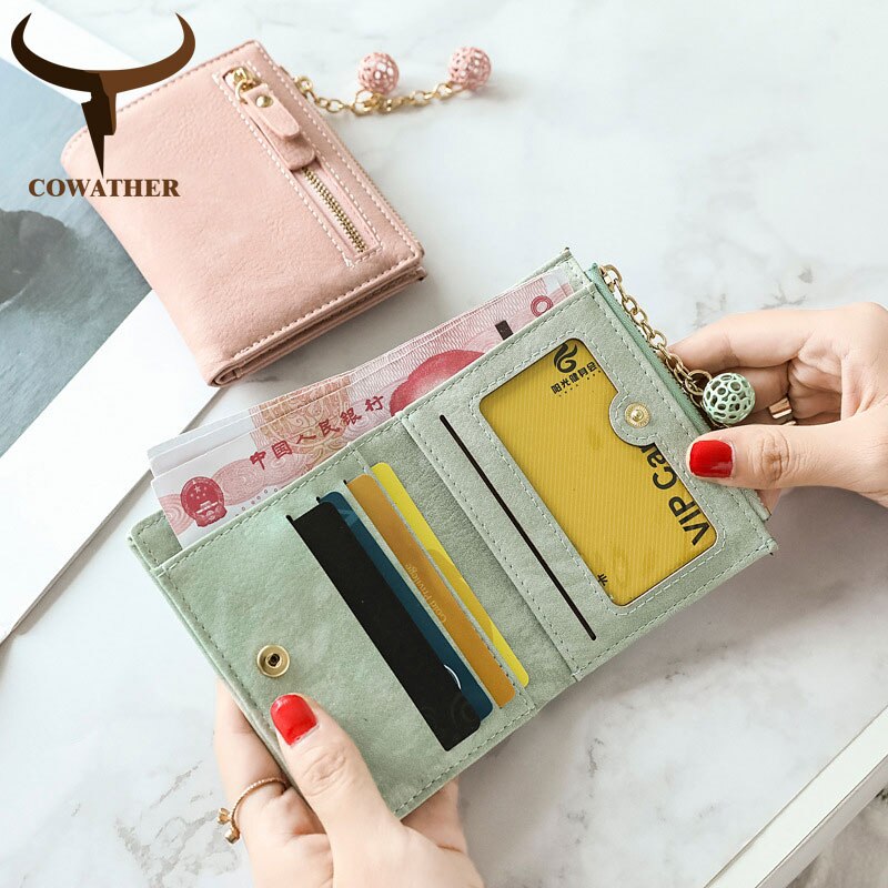 Cowather portemonnee dames zacht leer korte dames portemonnee portemonnee carteira feminina  x305