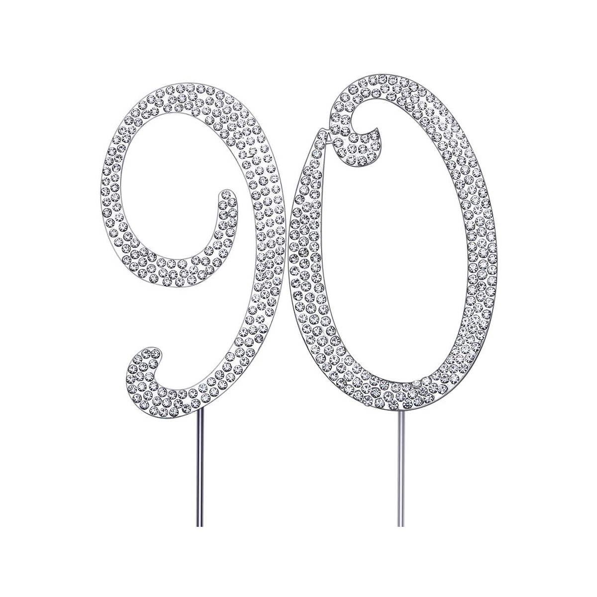 60 Sparkly Rhinestone Decoration Cake Topper - Premium Silver Metal - 60th Birthday or Anniversary Party Makes a Great Centerpie: VIOLET/紫罗兰