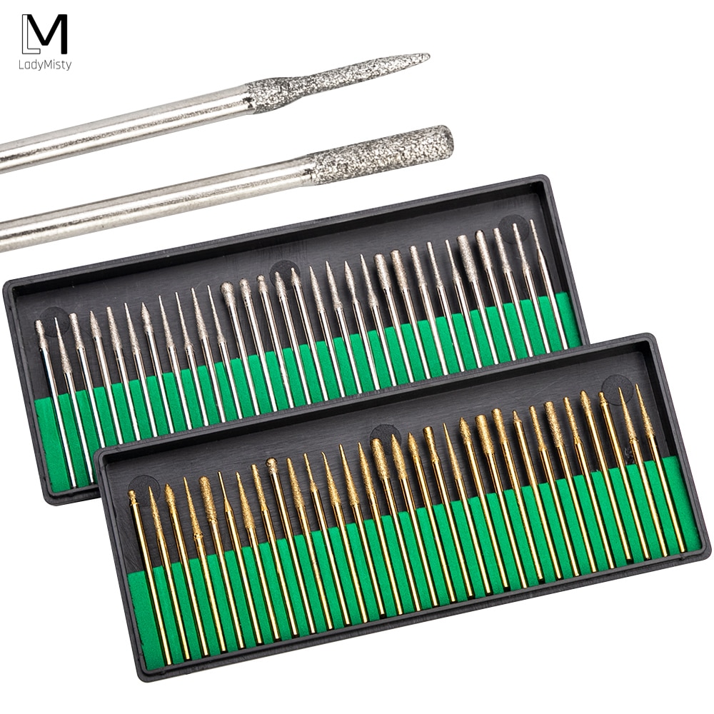 Ladymisty 30 piezas brocas de diamante para uñas máquina de manicura eléctrica taladros accesorios para uñas pedritas limas de uñas herramientas de arte