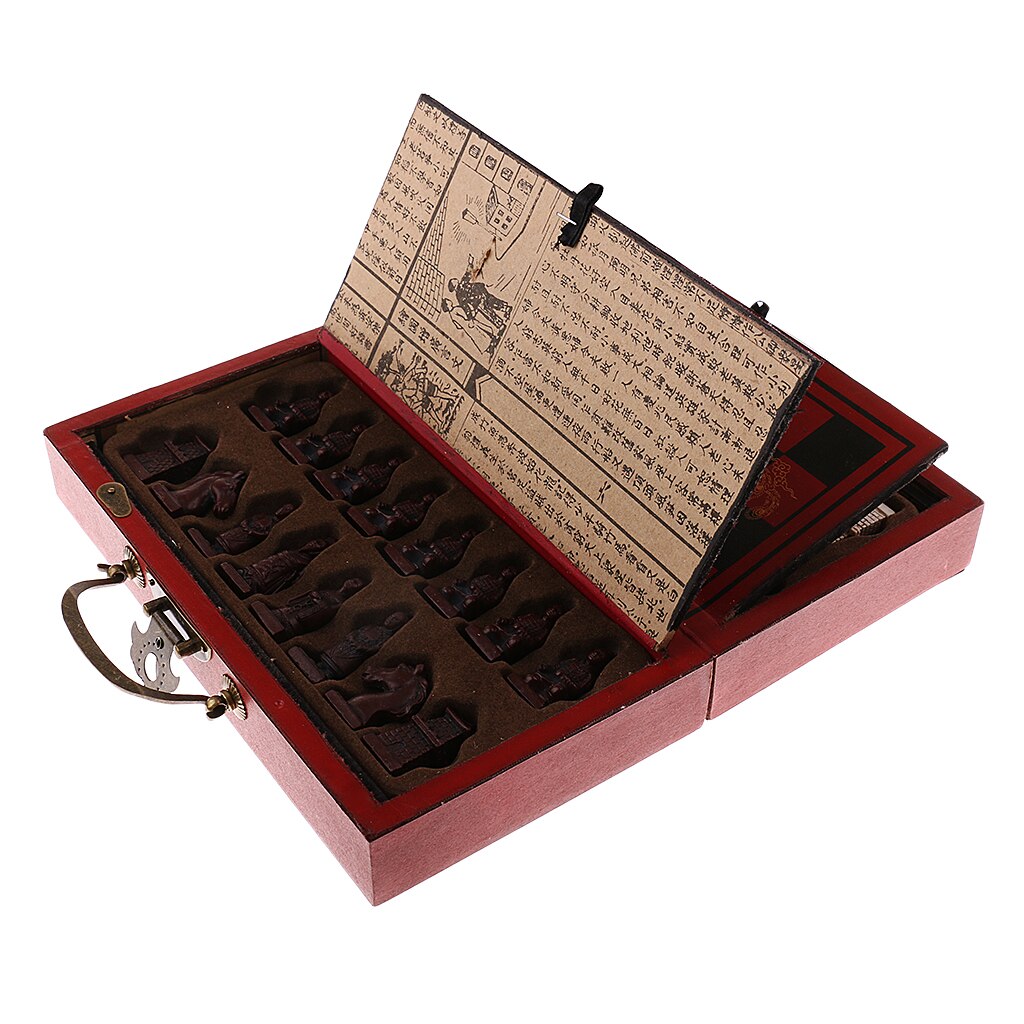 Folding Antique Chinese Chess Board International Chess Pieces Checker Set