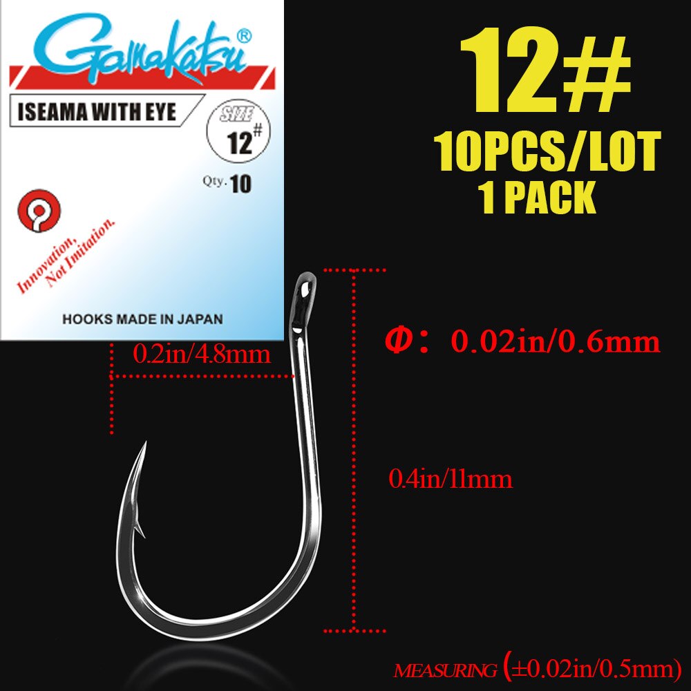 gamakatsu Fishing Hook 10pcs/lot Iseama Circle Carp Eyed Fishing Hook Size 1/0-14# Ring eye Japan Fishhooks Single Jig Hook: 11 / Red