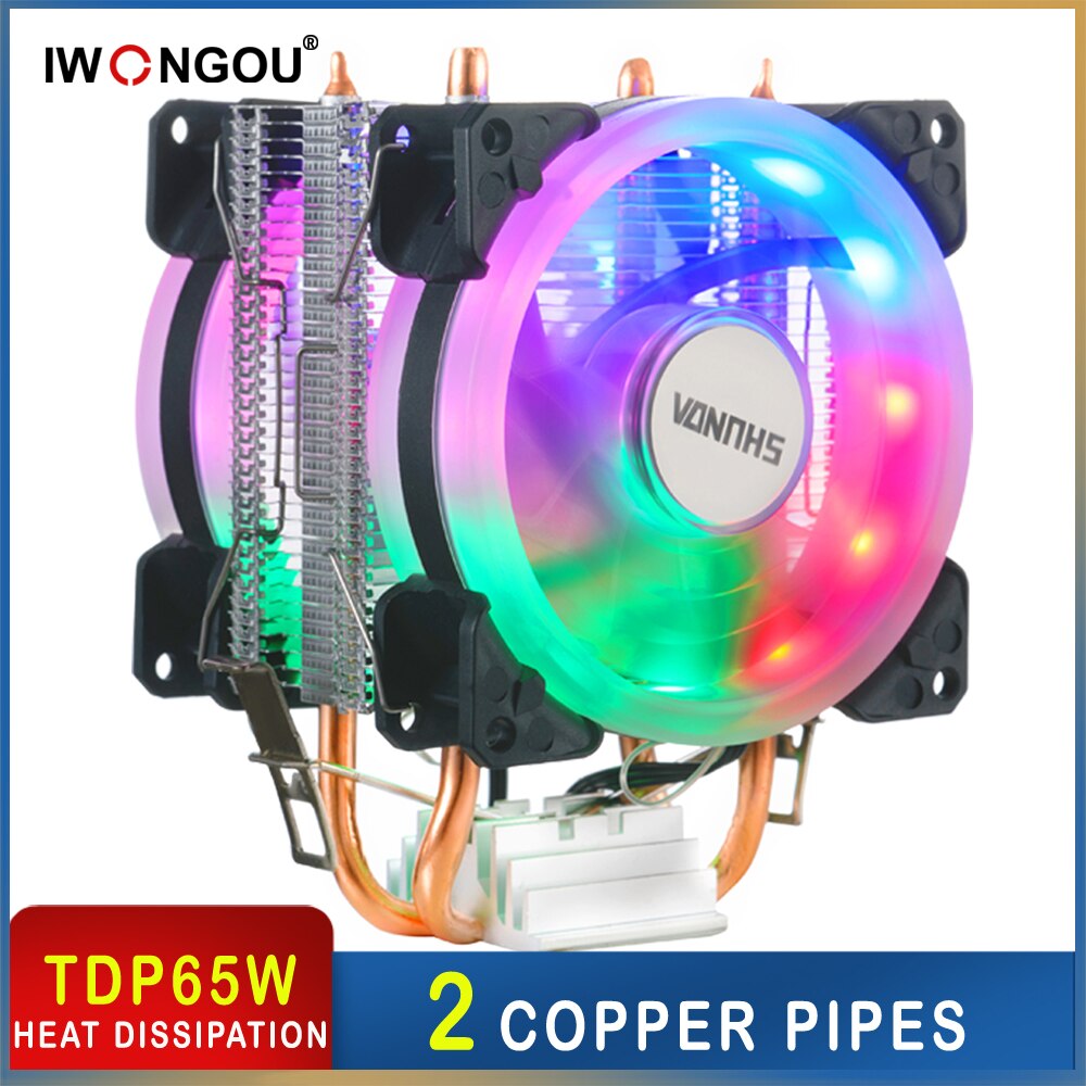 IWONGOU Cpu Cooler 2 Heat Pipes Processor Cooler X99 For Intel AMD Setsuhō RGB Air Cooler Cpu Cooling Fan