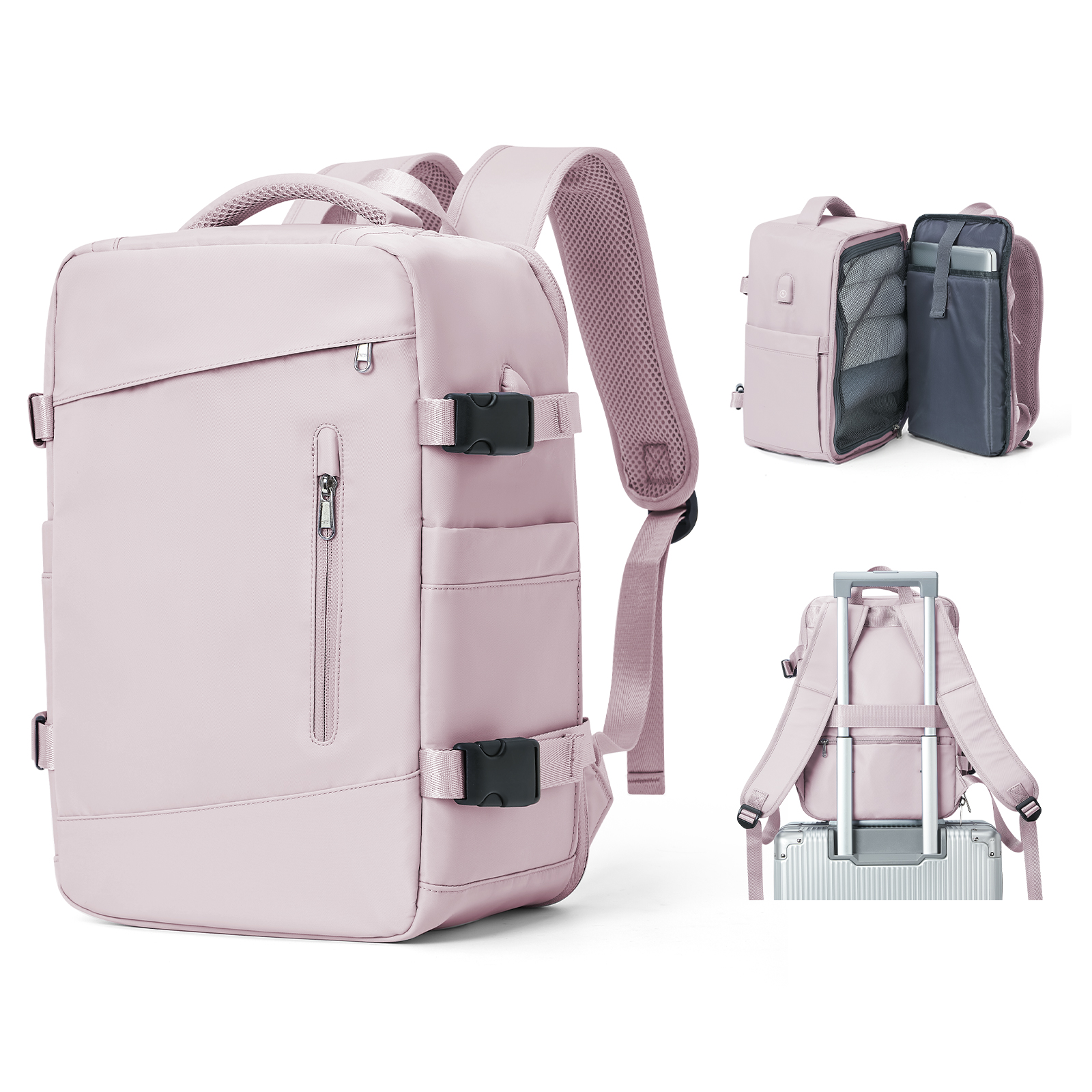 Women's Backpack Travel Suitcase Cabin Bag Aircraft Ryanair 40x20x25 Airplane Travel Bag Men Laotop Backpack Wizzair Carry On: Pink