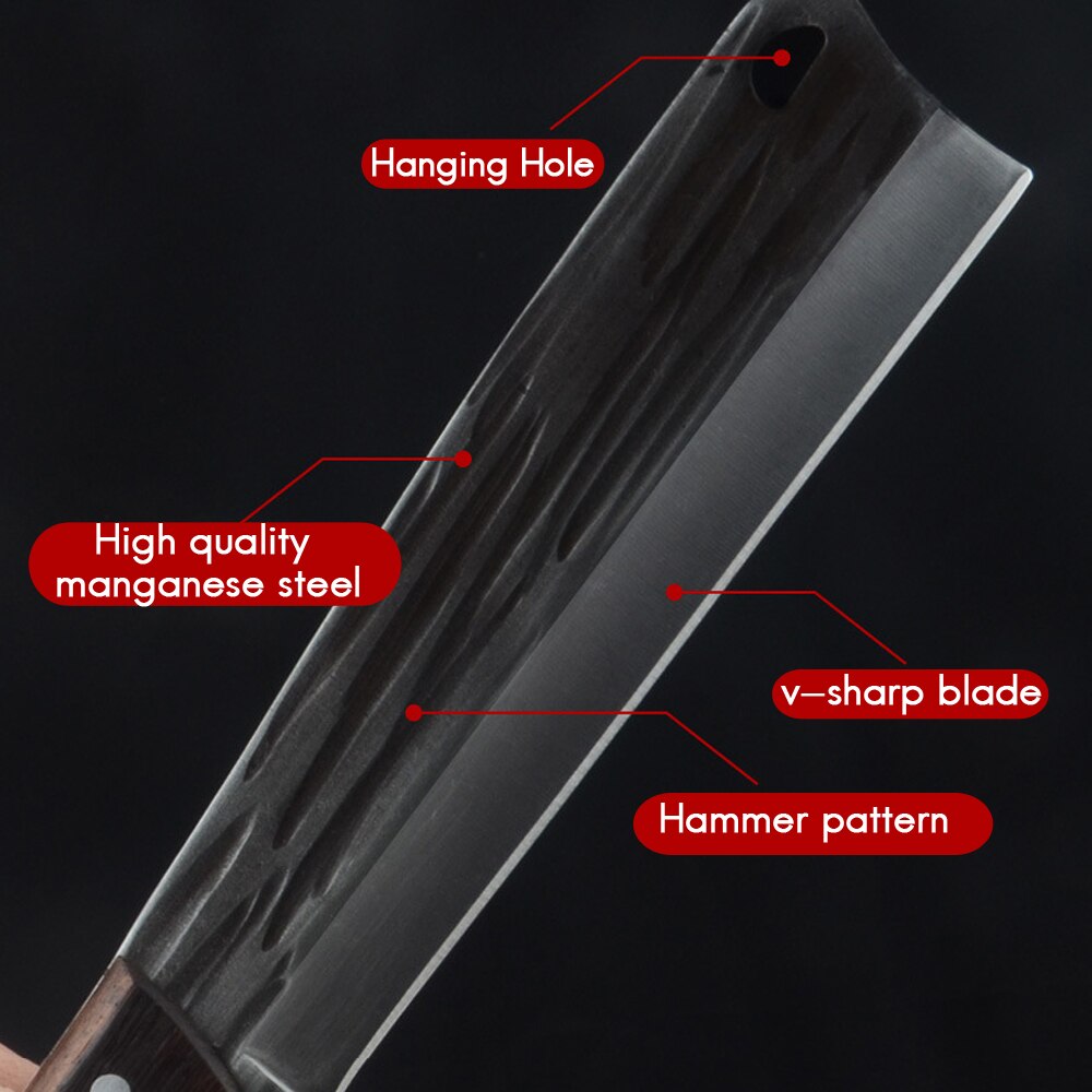 Rzd 8 Inch Hakmes Brandhout Mes 5Mm Mangaan Staal Snijden Bos Mes Omhulsel Slager Gereedschap Accessoire
