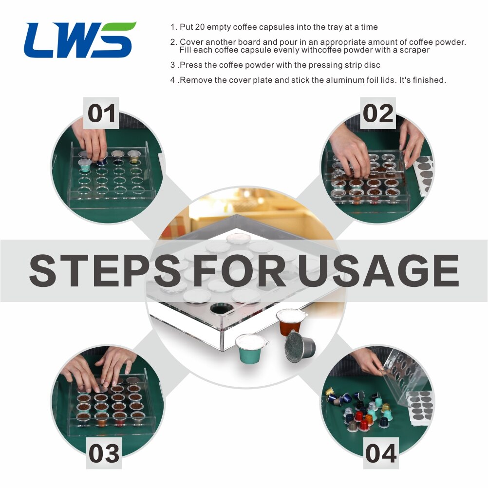 Acrylic 20 Holes Coffee Capsule Powder Filling Board Manual Machine for Making Nespresso Empty Coffee Capsules Disposable Pods