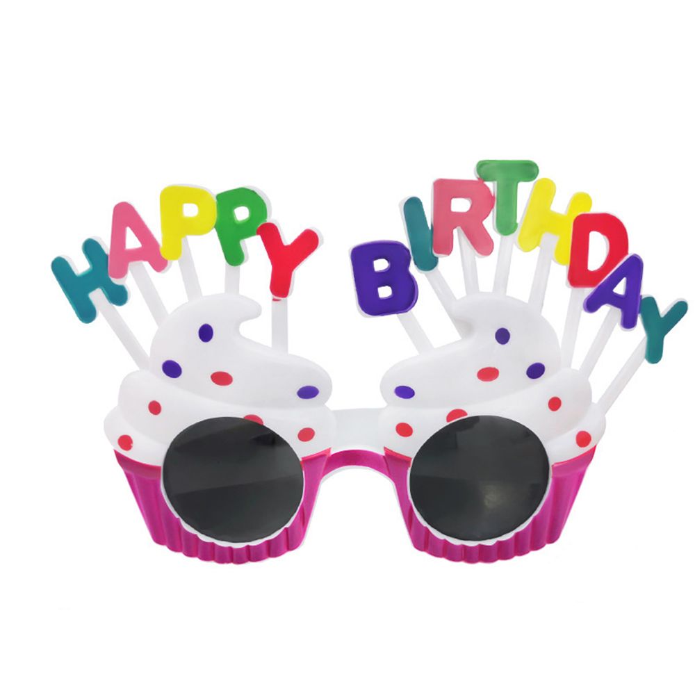 Funny Happy Birthday Glasses Cake Dollar Party Decoration Glasses for Adults Kids Newborn Photography Props: white-Purple frame