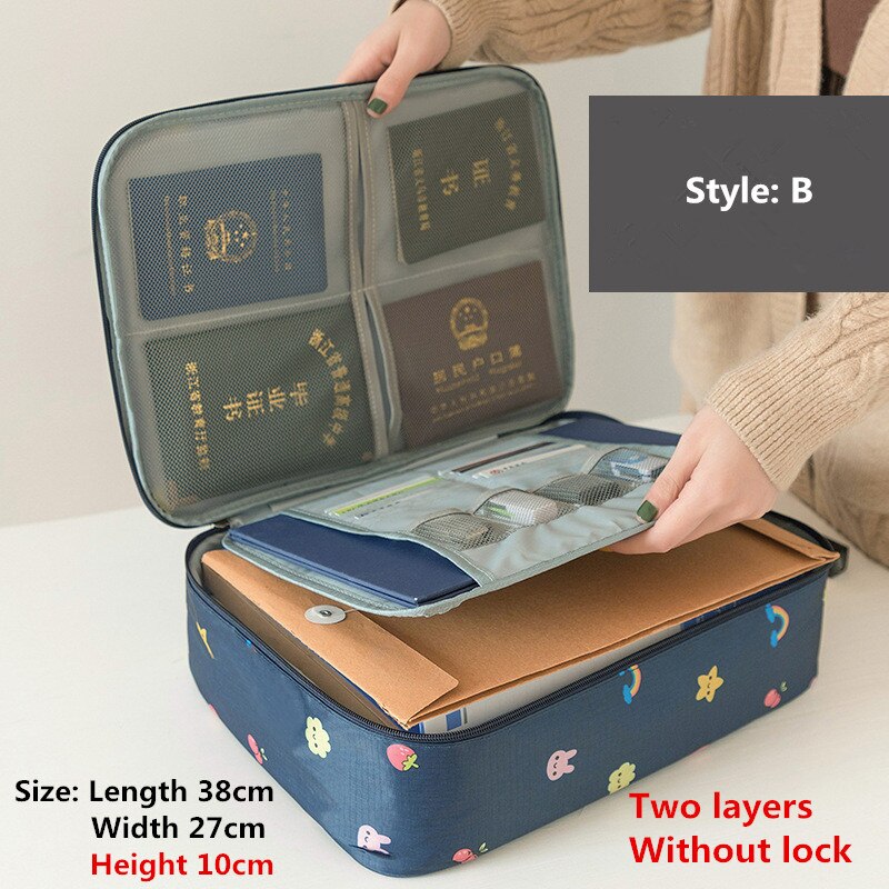 Waterproof Briefcases Woman Home Certificate Invoice Storage Bag Man Business Travel Multifunction Document Package Accessories: B Navy Colorful