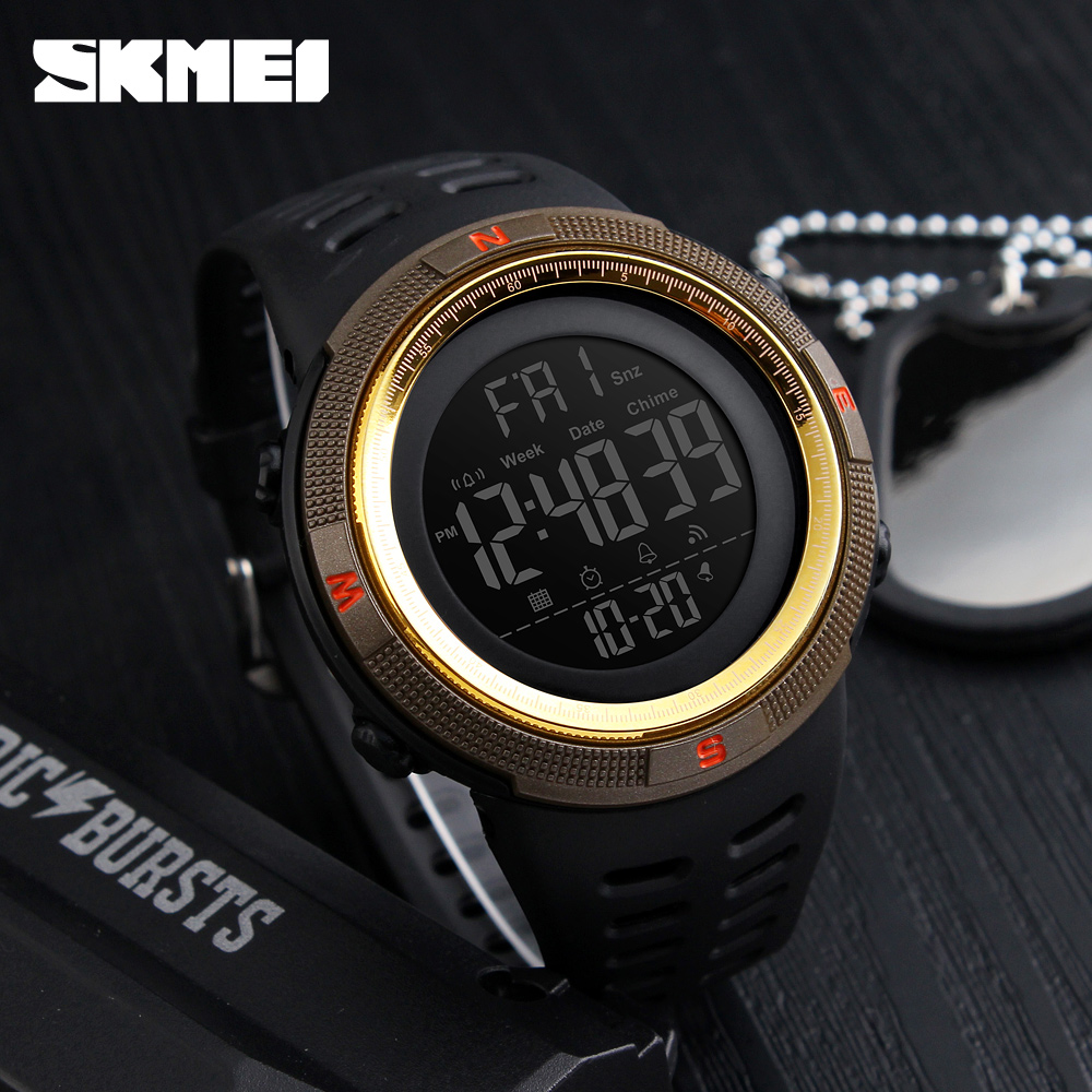 Relojes multifunción SKMEI 1251, reloj despertador Chrono 5Bar, reloj Digital resistente al agua, reloj deportivo para hombre al aire libre