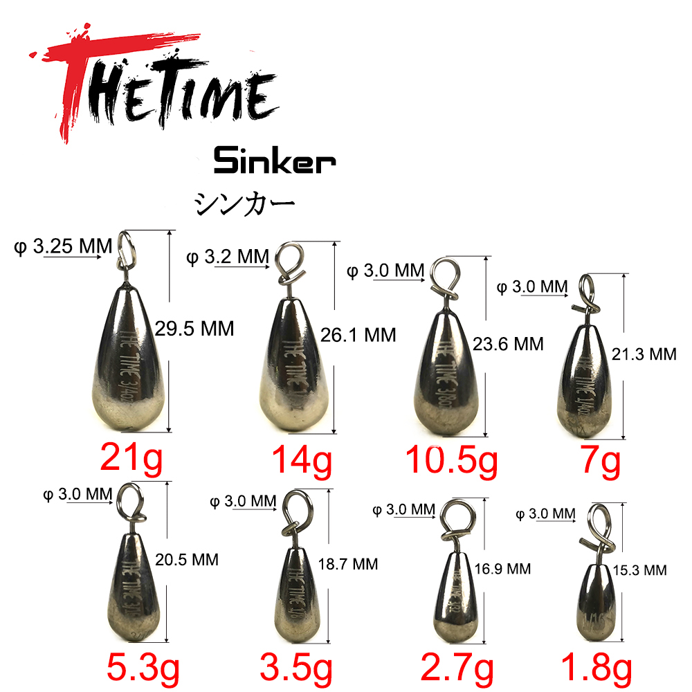 THETIME 1,8-21g, pesas de plomo para pesca de tiro directo, señuelo suave, aparejo libre, conector de gancho, plomos de línea para accesorios de pesca de lubina