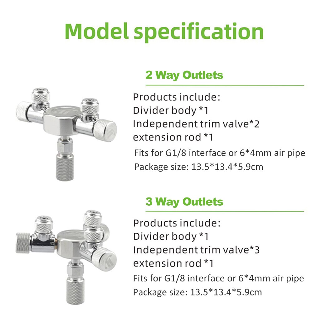 Aquarium Tank CO2 Klep Splitter Regulator Distributeur Naald Fijne Aanpassing Klep Voor CO2 Regulator Met 2 Way Outlets