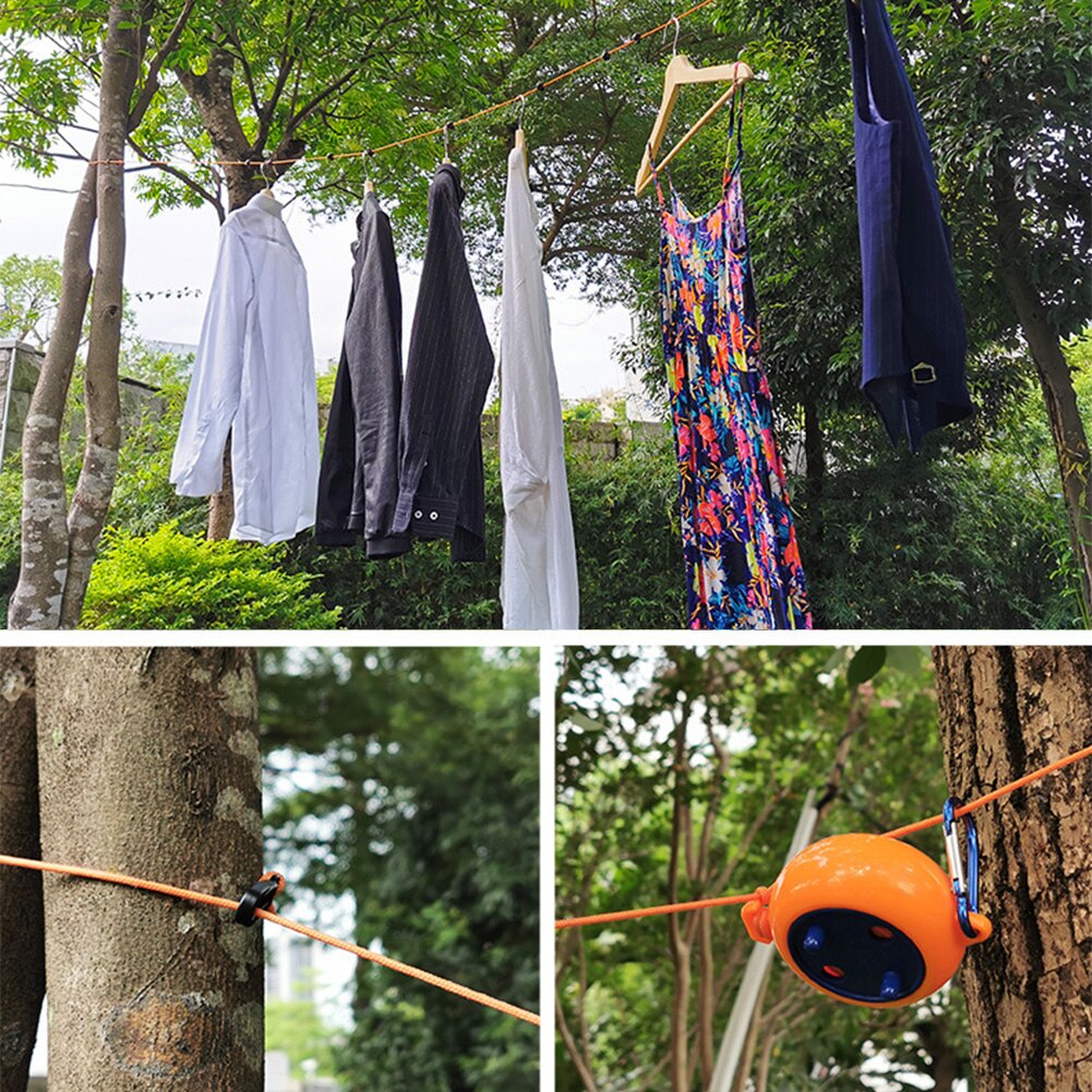 Hanging Laundry Indoor Outdoor Drying Rack Retractable Clothesline Single Rope Adjustable Length Space Saving Windproof Balcony