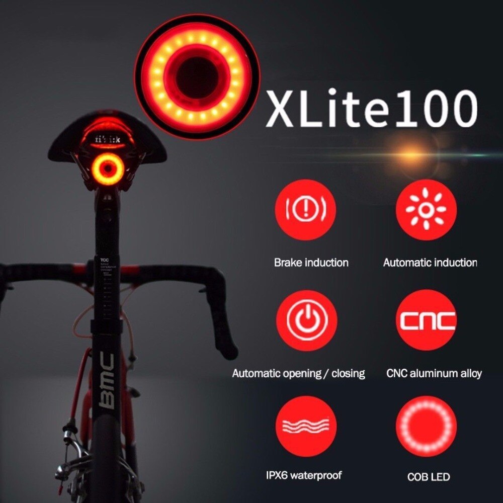 Enfitnix – feu arrière de selle Xlite 100 IPX6, avec chargeur USB, pour vélo de route et vtt, tige de selle, feux arrière de bicyclette, Xlite100
