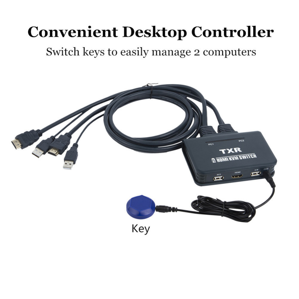 HD KVM switch 2-port HDMI switch multi-computer USB mouse keyboard automatically switch 2 into a support:For Win98/ME/2KP4/XP..