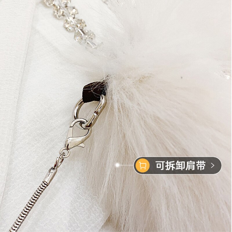 Plüsch-tragetasche für damen, 2022er -pack shopper, lässige frühlings- und sommerhandtaschen mit strassgriff und kette, beuteltasche