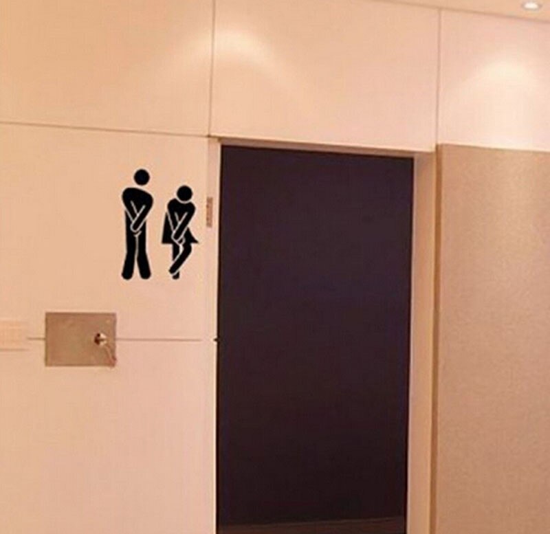 Sjovt toilet indgangsskilt mærkat vægmærkat til butikskontor hjemmecafé hotel diy aftagelig sød mand kvinde toiletdørklistermærker