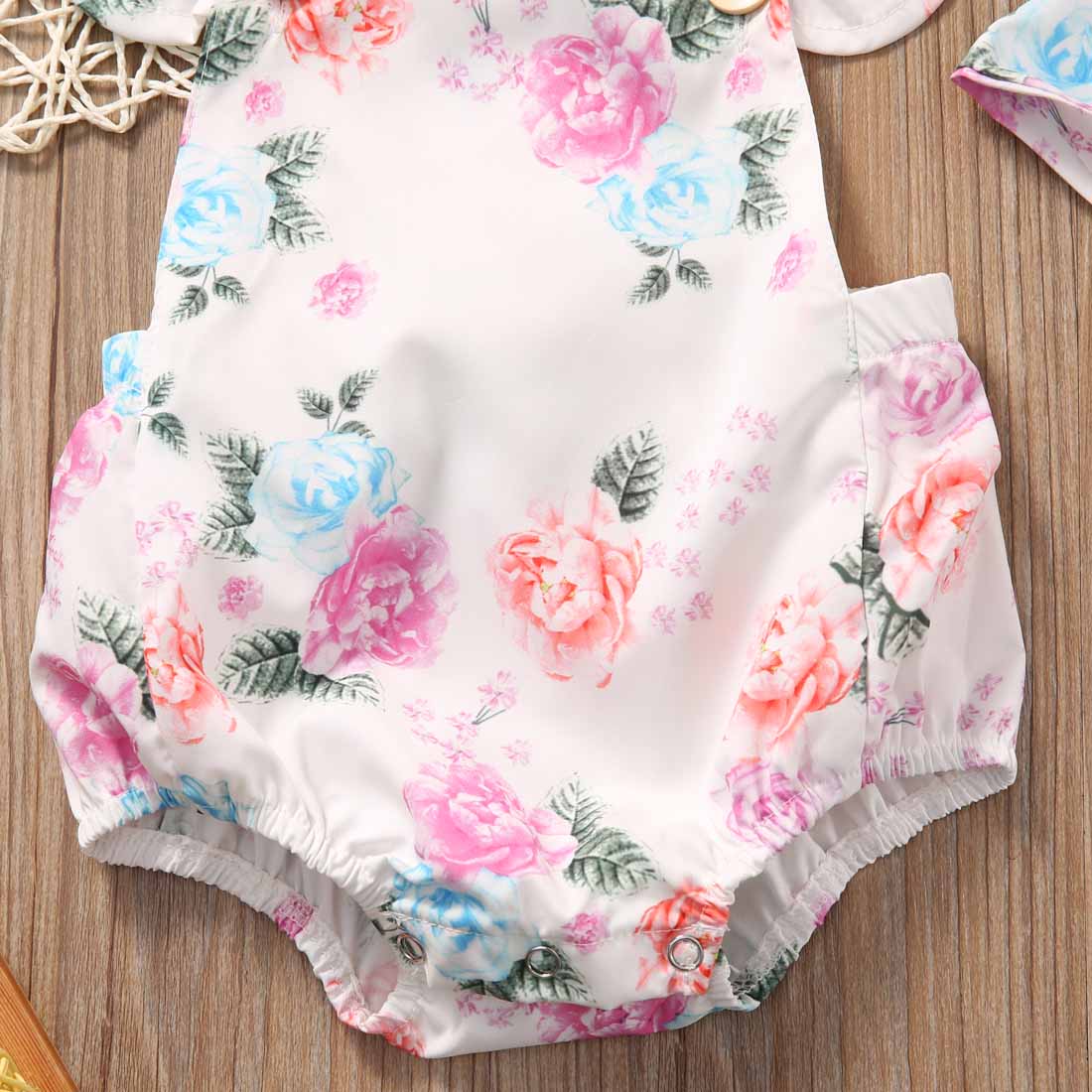 Baby Mädchen Blumen- Karosserie Gesamt Sommer Stirnband Sunsuit Outfit einstellen Babys Sommer Baumwolle Blumen- Baby Kleidung