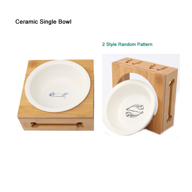 Pawstrip pet dubbele hondenkom, bamboe, roestvrij staal, keramische kattenbak, hondenvoerbak, voerbak, waterbak voor honden, dierenwinkel: Keramische enkele kom / M