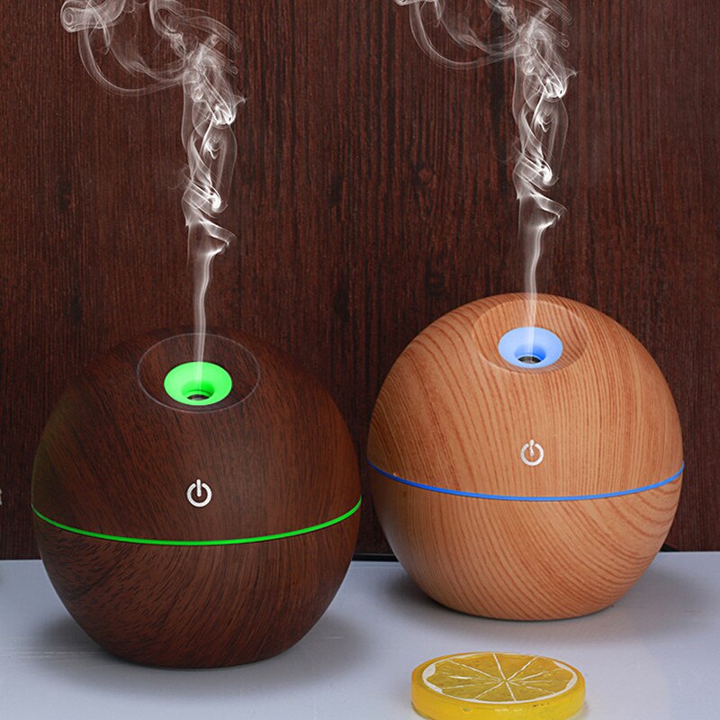 Difusor de aceites esenciales, 130ml, USB, ultrasónico, vaporizador, humidificador, purificador de aire, cambio de 7 colores, Luz LED nocturna, para la Oficina y el hogar