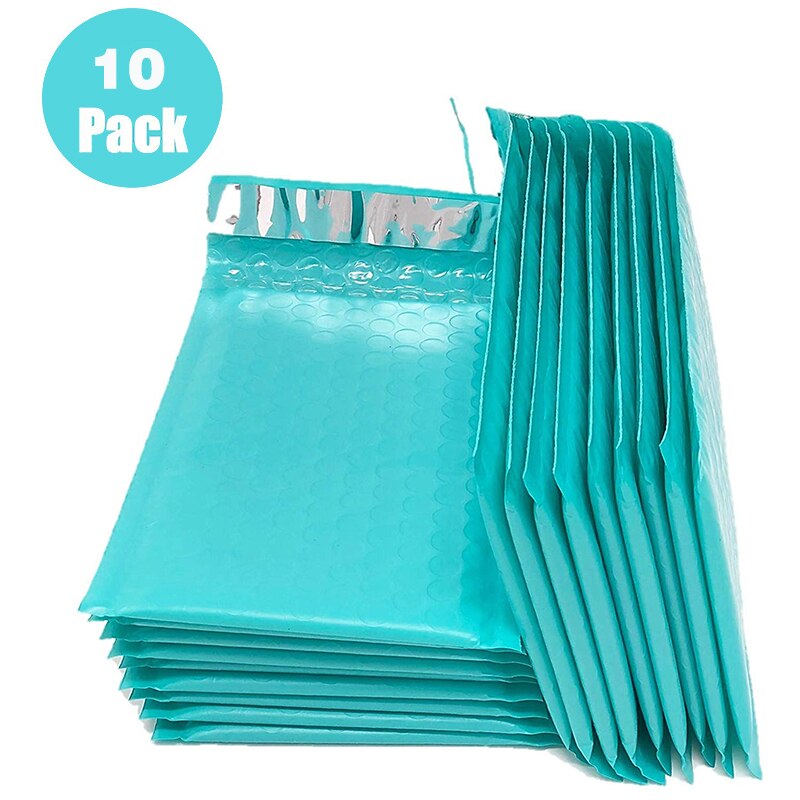 10 stk  #0 6 x 10 tommer lilla poly boble mailer polstrede konvolutter 175 x 230mm selvforseglet postpose boble konvolut emballage konvolutter: Blågrøn