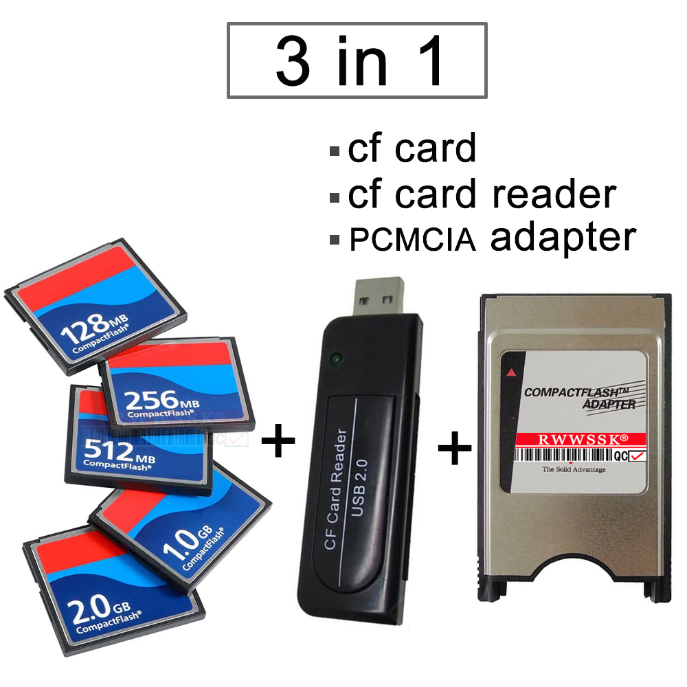 SLC NAND 3 in 1 cf card 64MB 128MB 256MB 512MB 1GB 2GB reader PCMCIA adapter compact flash memory card for CNC IPC