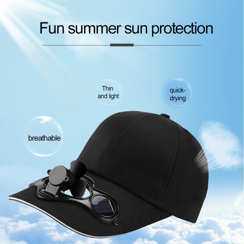 Zomer Fan Cool Zonnehoed Cap Solar Oplaadbare Ademend Schaduw Zonnebrandcrème Hoed Duurzame Outdoor Camping Zomer Tool