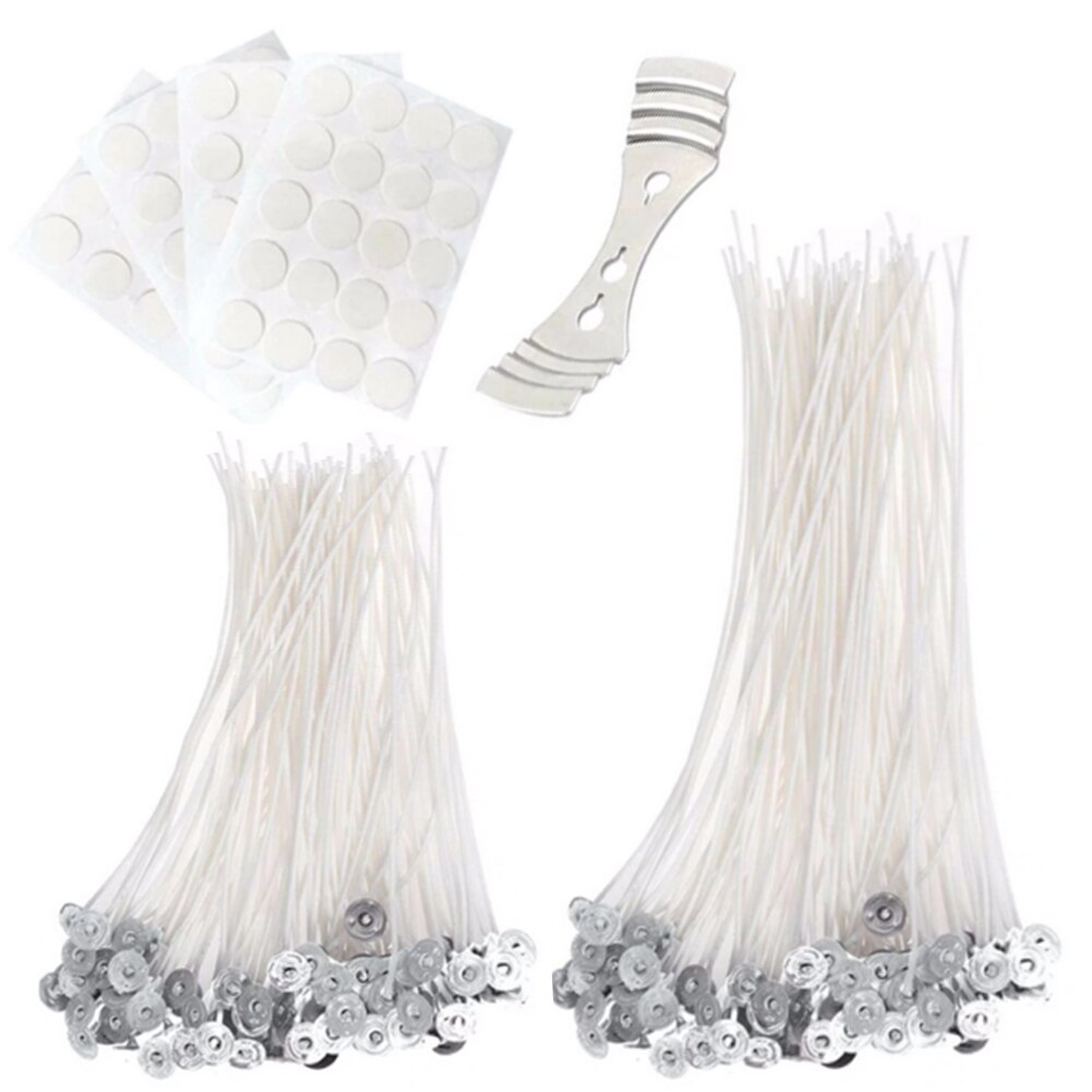 201pcs Durable Craft Tools Safe Birthday Party Cotton Blend With Stickers Holder Handemade Candle Making Kit Pre Waxed Wicks
