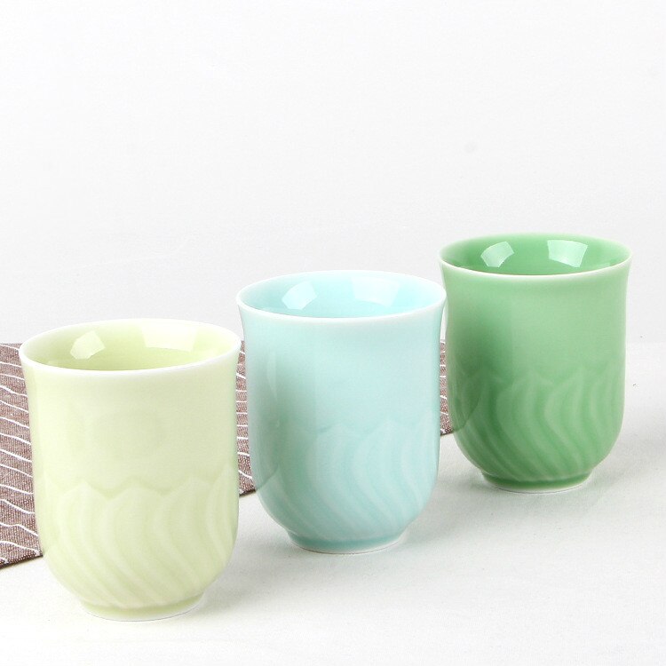 180ml Wykonany ręcznie ceramiczne filiżanki robić herbaty gospodarstwa domowego herbata Kung Fu kubek chińnarty Longquan seledyn kubki na herbatę bez uchwytu porcelanowa filiżanka