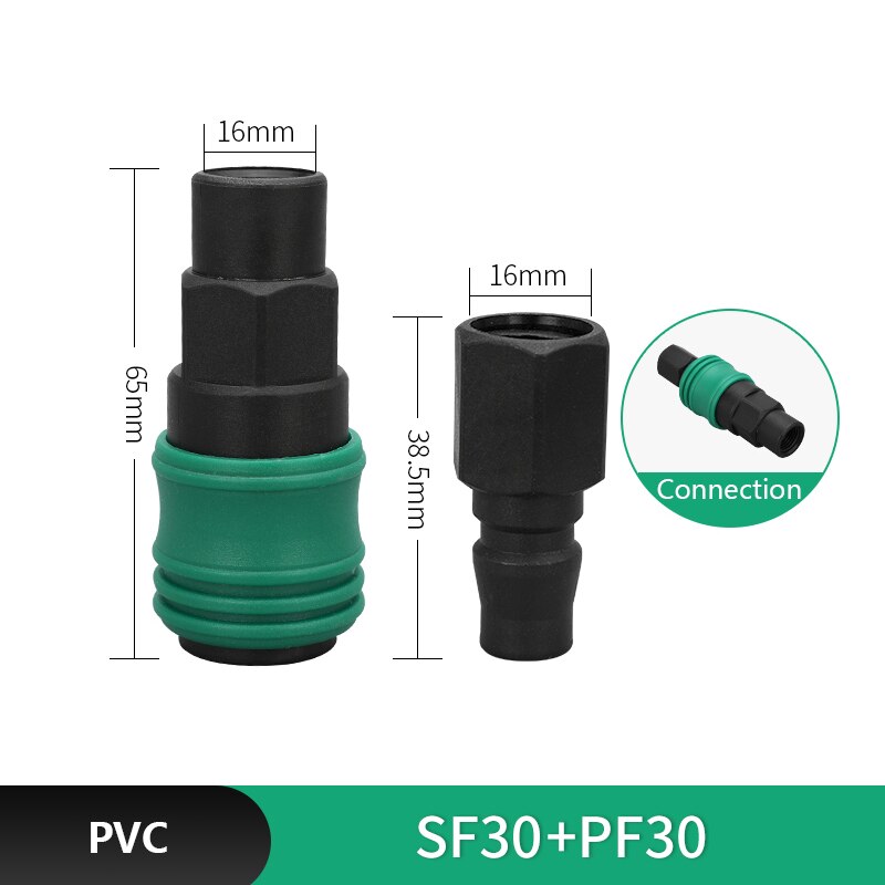 2PCS PVC Pneumatic fitting High pressure coupling Air Hose Quick compressor connector Thread Pneumatic Quick Coupling: SF30-PF30