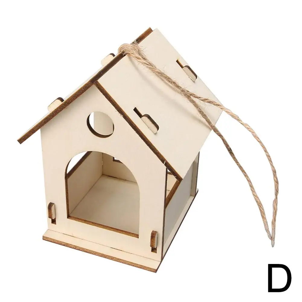 Bird Wood House with Lanyard Outdoor Unfinished DIY Accessory Pet Supplies Hanging Birdhouse for Outside Balcony S8P0: Red