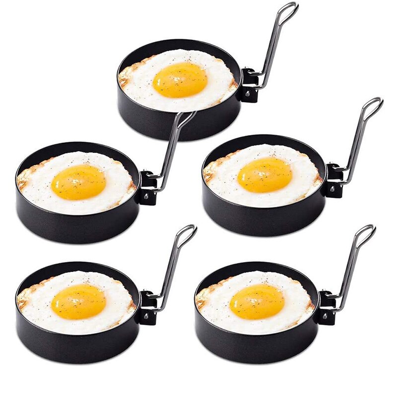 Ægringe ,5 pak æggering, non stick rund ægring form til spejlæg, pandekager, sandwich: Default Title