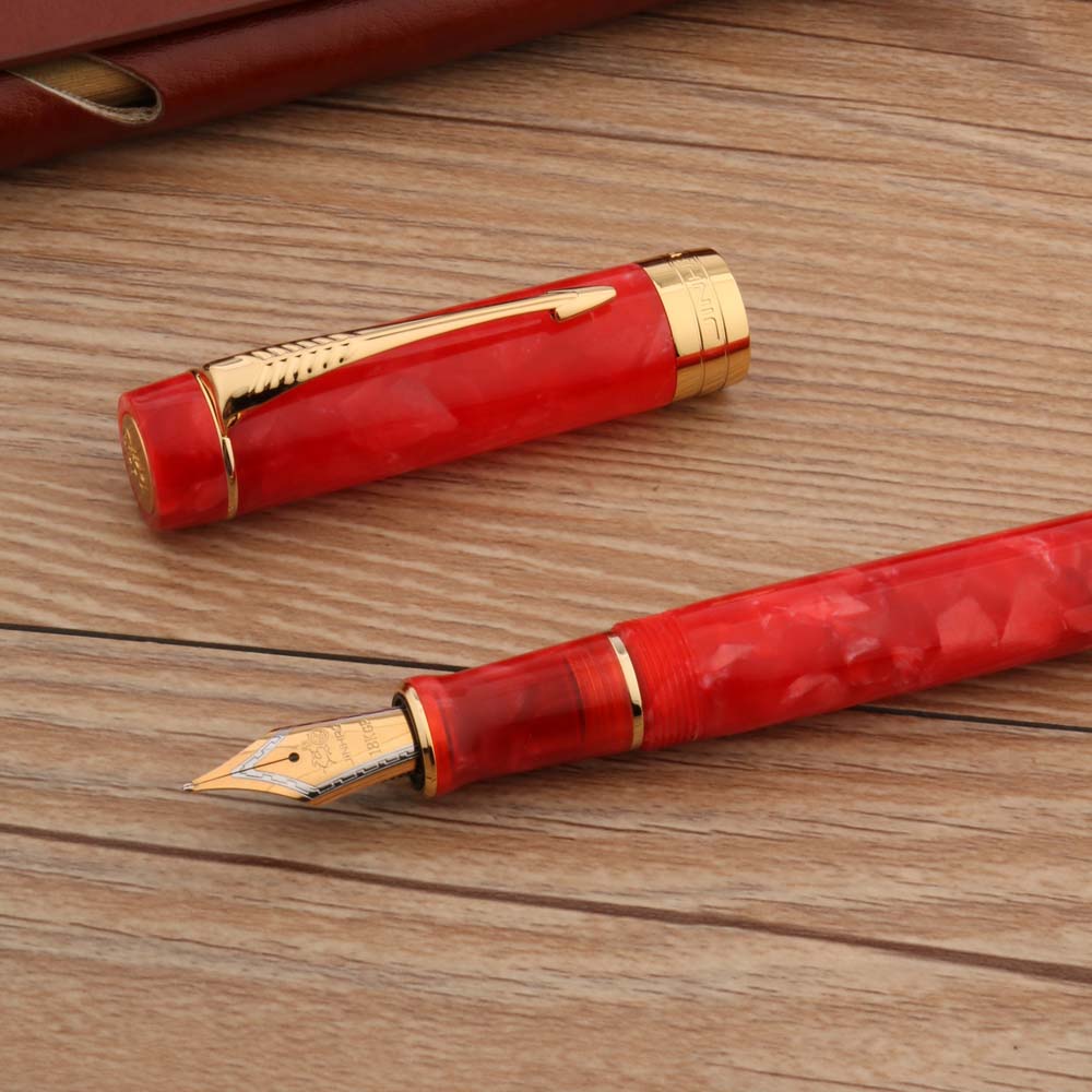 Jinhao 100 Acryl Brunnen Stift pfeil kirsche verrotten Dreh Elegante Unterschrift Goldene tinte stifte Schreibwaren Büro Liefert