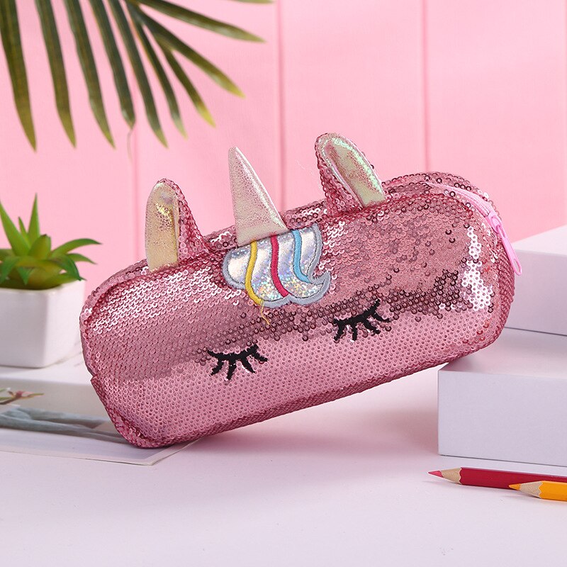 Estojo escolar com lantejoulas, estojo para escola com kawaii, material escolar: 4