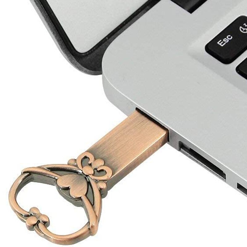 Novelty Cool Metal Love Knot Key Shape 64GB USB 2.0 Flash Drive Cute Pen Drive Memory Stick Thumb Drive