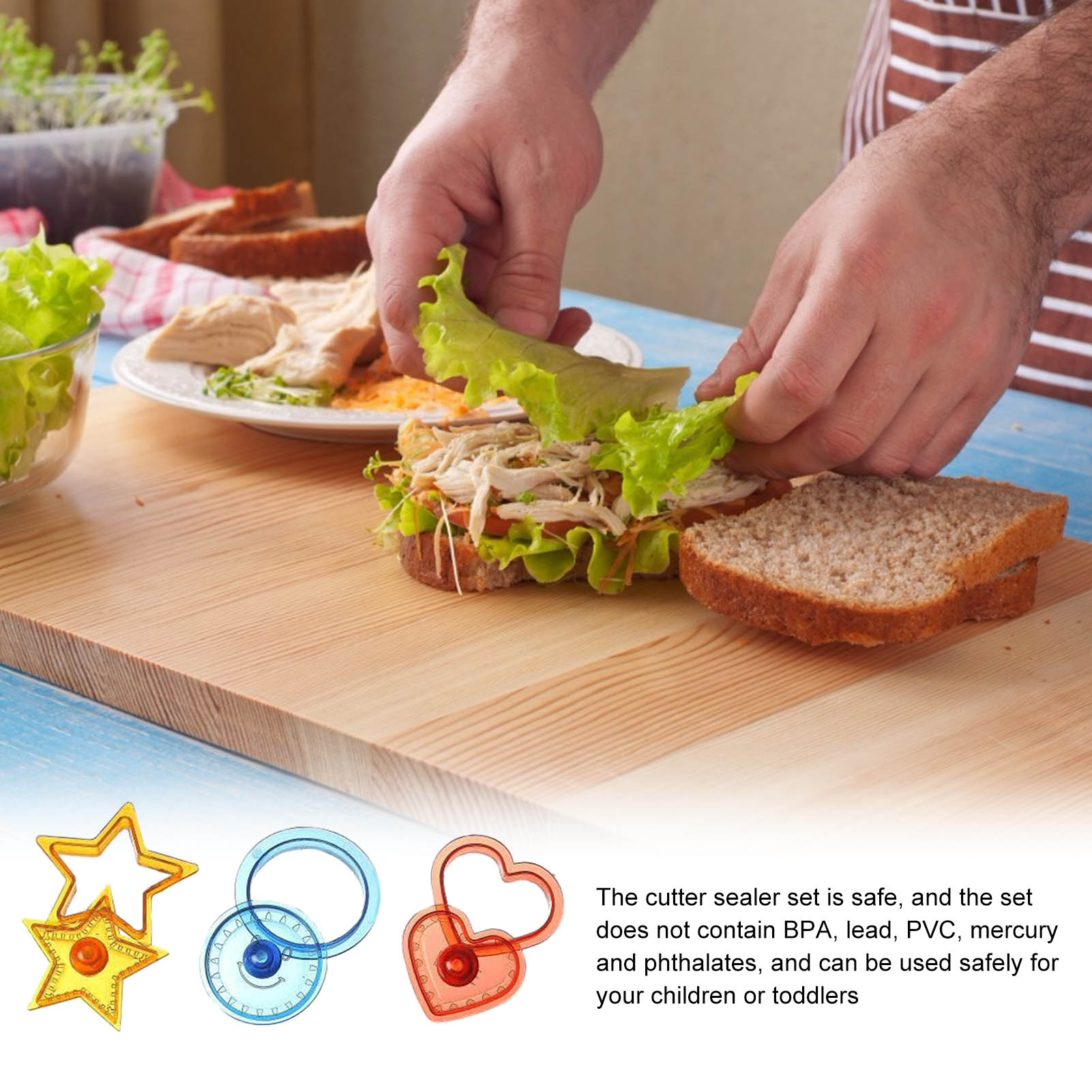 Heart-shaped Round Shape Sandwich Cutter And Sealer Plastic Safe Uncrustables Maker For Lunch Box Making Bread Cheesecake Biscui