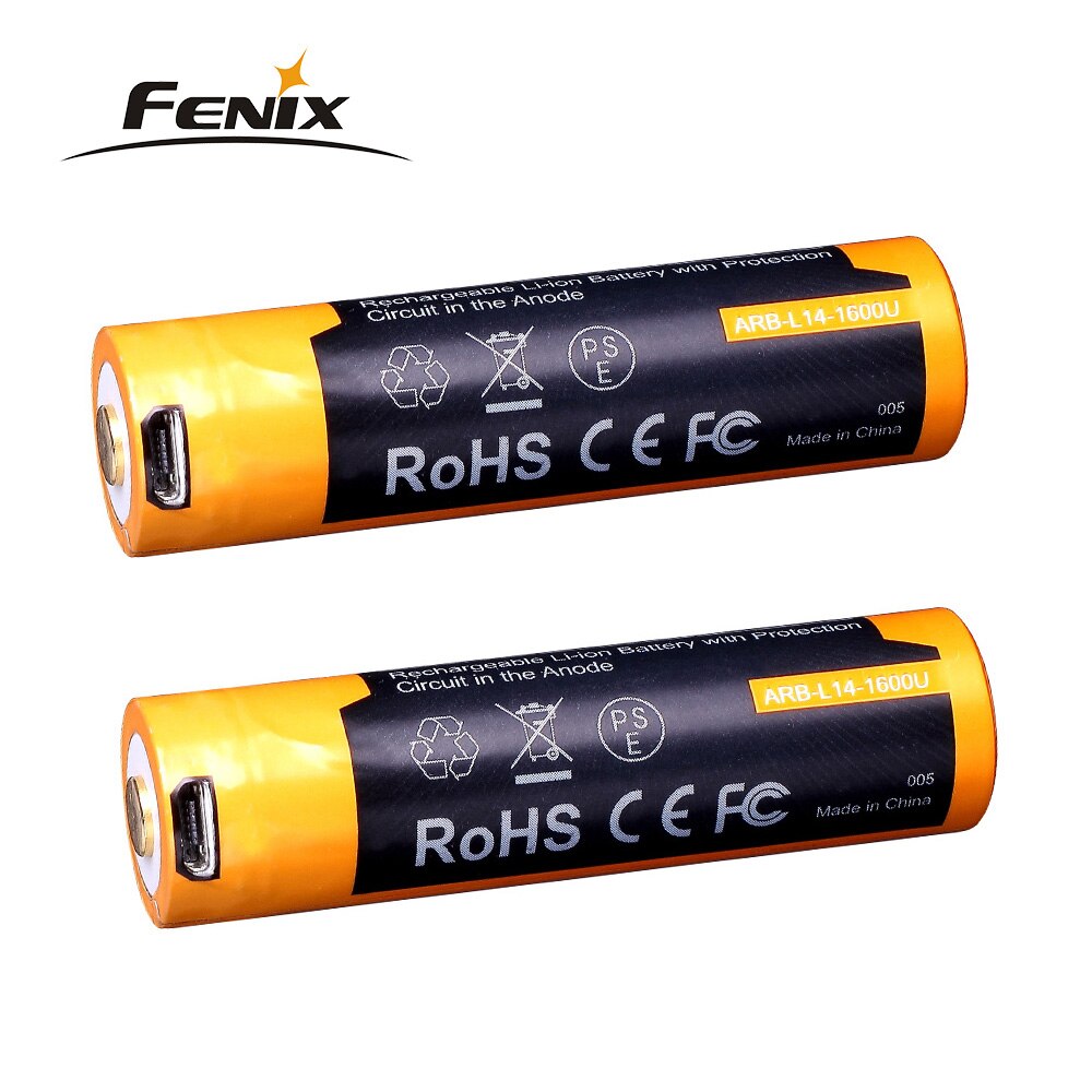 Fenix-ARB-L14-1600U recargable por USB, se puede usar como pilas AA, batería de iones de litio de 1600mAh: 2 PCS