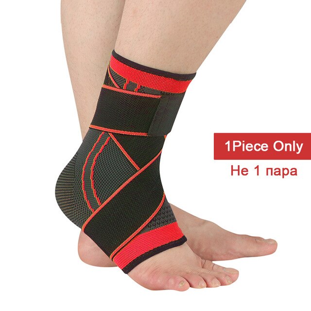1pc 3d ankelstøtte basketball volleyball sport treningsstudio badminton ankel selebeskytter med stroppbelte elastisk: Rød