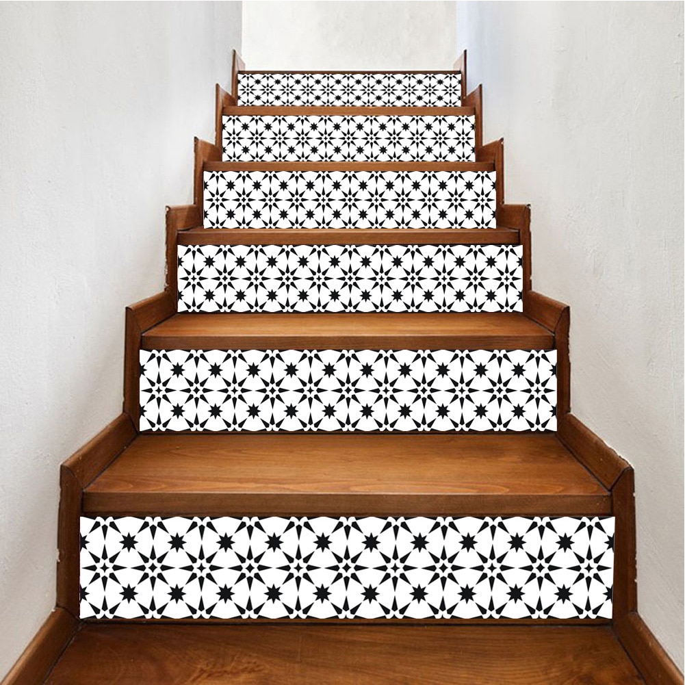 6 Stks/set Trap Riser Floor Sticker Zelfklevende Diy Stairway Waterdichte Sticker Home Decor 18*100Cm * 6 stukken
