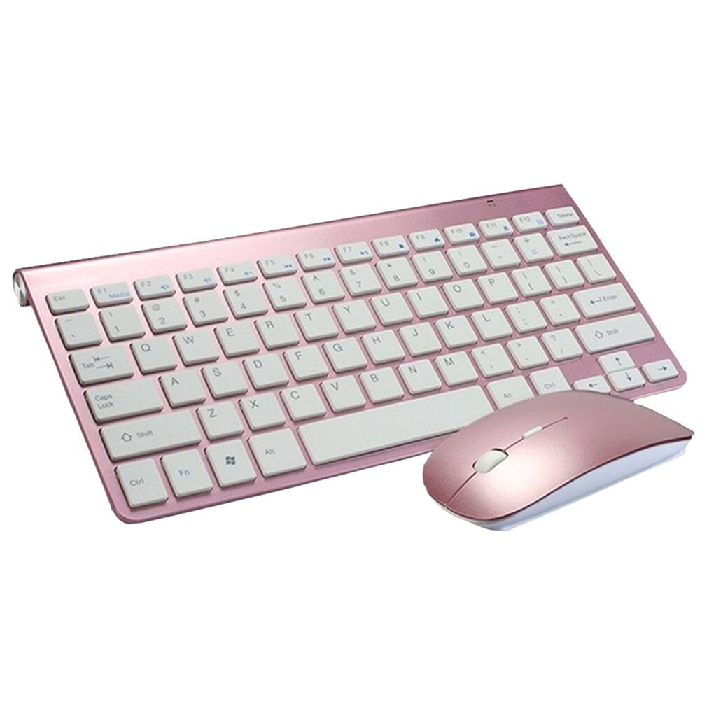 2.4G Wireless Keyboard and Mouse Mini Multimedia Keyboard Mouse Combo Set For Notebook Laptop Mac Desktop PC TV: Rose gold Suit